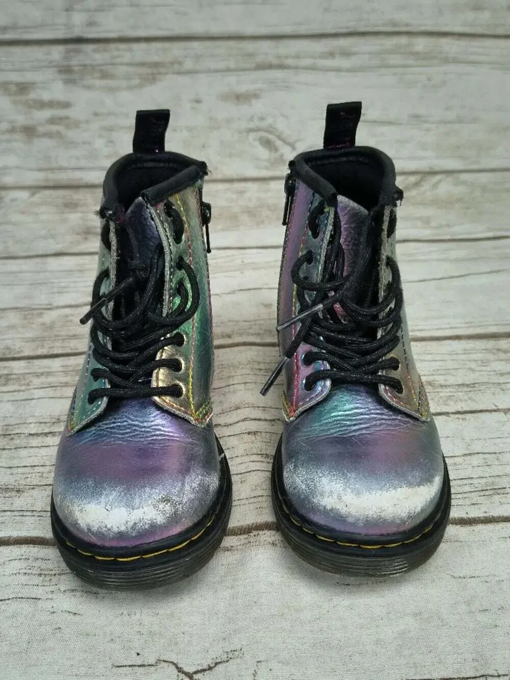 Dr Martens Iridescent Youth Zip Closure Boots Size 9